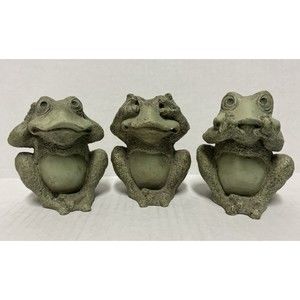 Vintage 3 Three Wise Frogs  Speak Hear See No Evil  Collection Figures 4” Tall